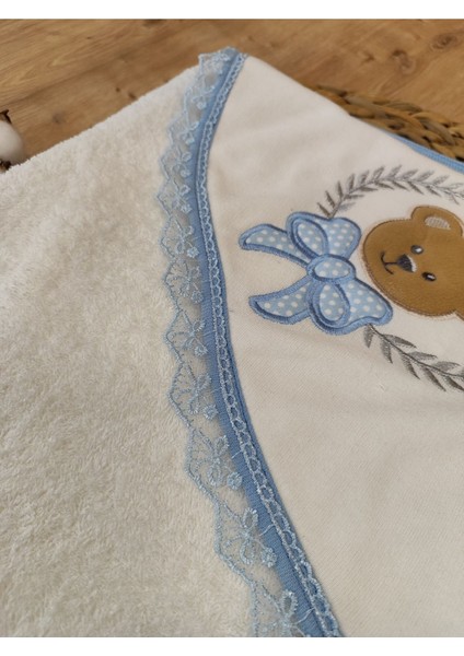 Pamuklu & Başlıklı Bebek Banyo Havlusu - Yumuşak & Su Emici Ayıcık Nakışlı Havlu
