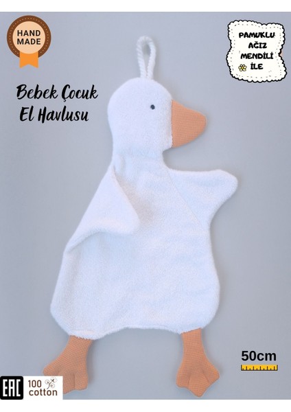 Sevimli Ördek Bebek & Çoçuk Havlu Banyo El Yüz Havlusu - Temizlik Kuruluma Bezi / Uyku Arkadaşı