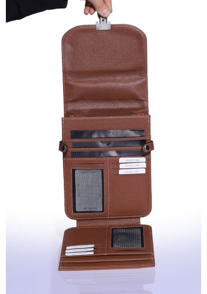 Şık Erkek Çanta, Günlük ve İş İçin, 4 Bölmeli, Kilitli, Orta Boy, Suni Deri, Kahverengi indirimleri