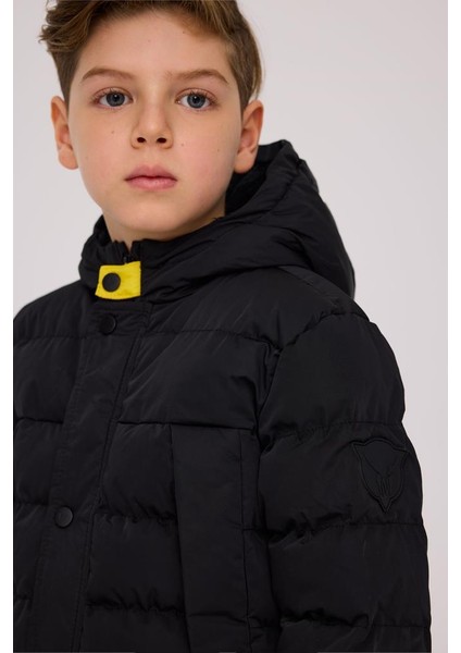 Bg Store Erkek Çocuk Siyah Kapüşonlu Mont Kalın Dokuma Günlük Kullanım İçin modelleri