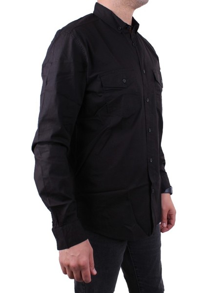 DMG23-118783 Beyaz Poplin Günlük Normal Kalıp Uzun Kol Erkek Gömlek