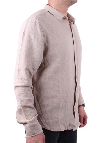 DMG23-128281 Taş Günlük Normal Kalıp Uzun Kol Erkek Gömlek