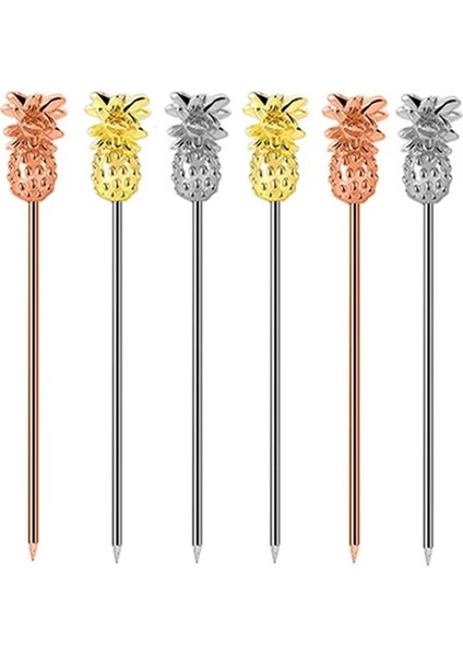 Ananas Kokteyl Kürdanı, 10 adet, dayanıklı metal, şık ve kullanışlı servis aksesuarı