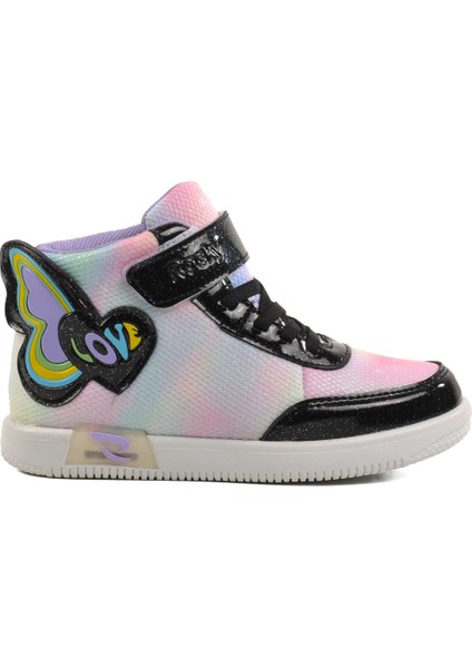 Siyah Cırtlı Bilek Boy Kız Çocuk Sneaker 6503 F