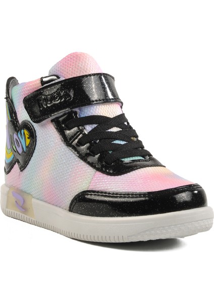 Siyah Cırtlı Bilek Boy Kız Çocuk Sneaker 6503 F