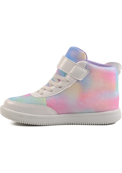 Beyaz Cırtlı Bilek Boy Kız Çocuk Sneaker 6503 F