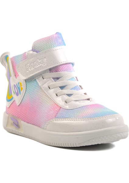 Beyaz Cırtlı Bilek Boy Kız Çocuk Sneaker 6503 F