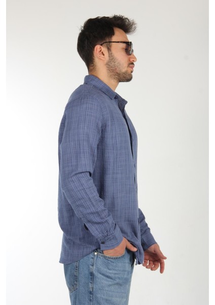 1133 Cepsiz Keten Regular Fit Gömlek