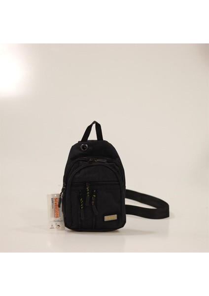 Şık Siyah Erkek Bel Çantası, Rahat ve Kullanışlı Tekstil Tasarımı