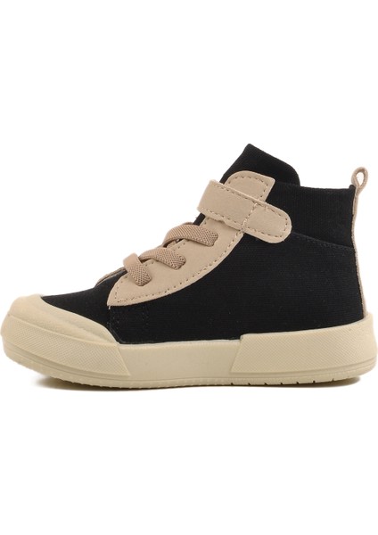 Siyah Keten Bilek Boy Cırtlı Çocuk Sneaker 7465 B