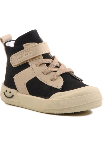 Siyah Keten Bilek Boy Cırtlı Çocuk Sneaker 7465 B