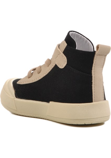 Siyah Keten Bilek Boy Cırtlı Çocuk Sneaker 7465 B