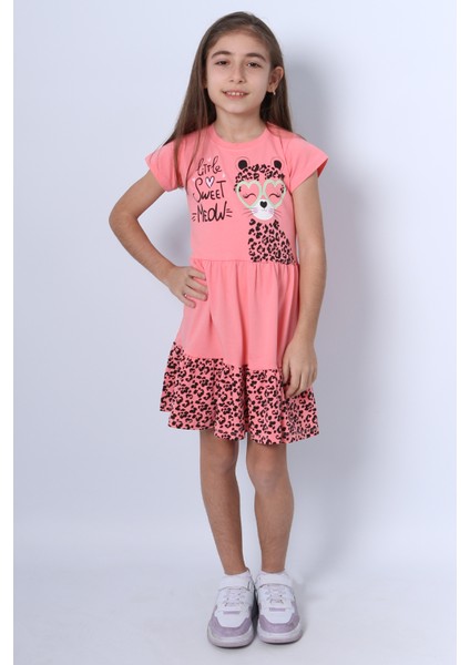 Kız Çocuk Elbise Fırfırlı Kedicik Baskılı C13 fiyatları
