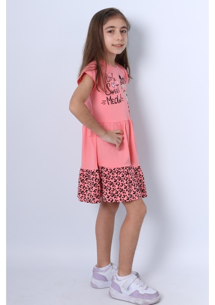 Kız Çocuk Elbise Fırfırlı Kedicik Baskılı C13 fırsatları