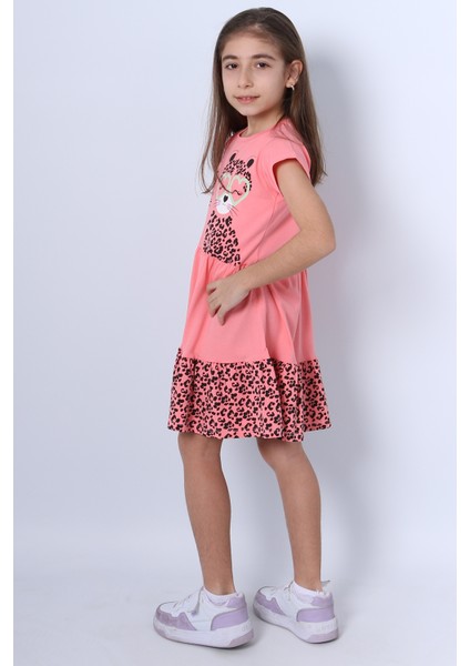 Kız Çocuk Elbise Fırfırlı Kedicik Baskılı C13 indirimleri