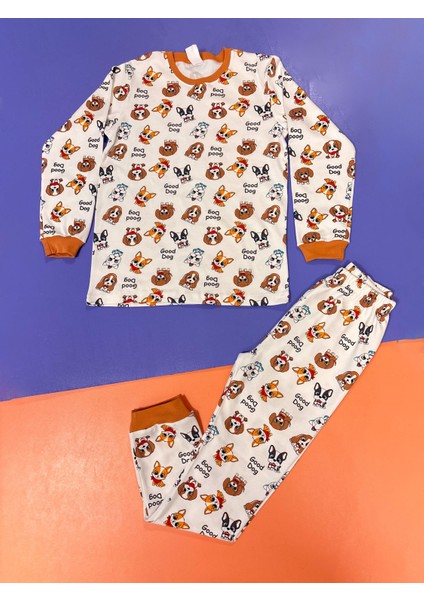 Erkek Çocuk Sevimli Köpek Baskılı Pijama Takımı