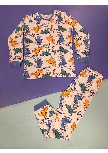 Erkek Çocuk Dinazor Baskılı Pijama Takımı