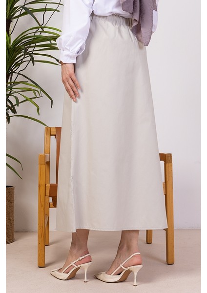 Benja Beli Lastikli Gabardin Etek 1405 - Krem