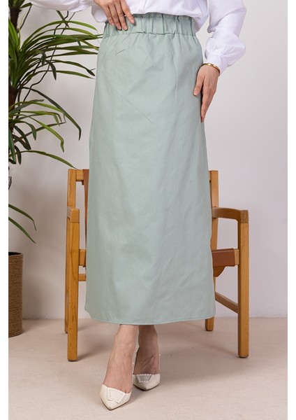 Benja Beli Lastikli Gabardin Etek 1405 - Mint