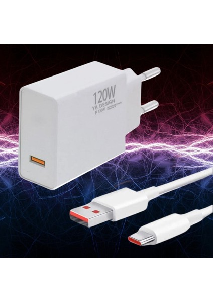 120W USB Hızlı Type C Uçlu Kablolu Şarj Aleti