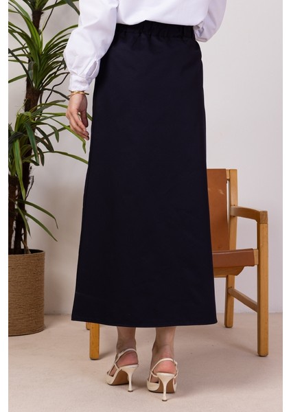 Benja Beli Lastikli Gabardin Etek 1405 - Lacivert