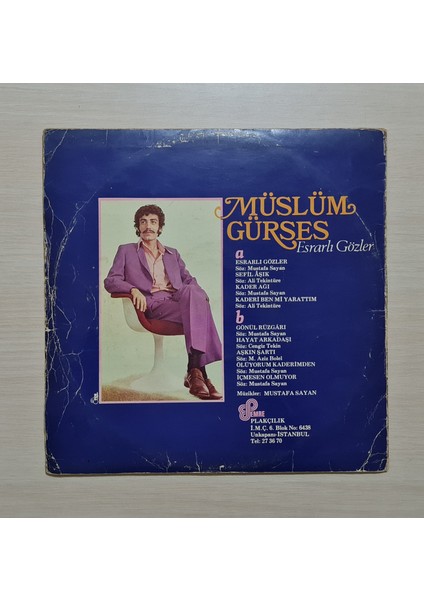 Müslüm Gürses - Esrarlı Gözler - 1980 - Dönem Baskı Plak - Longplay - Lp