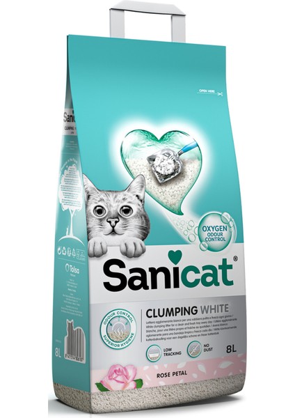 Clumping White Gül Kokulu Kedi Kumu 8lt - 2 Adet