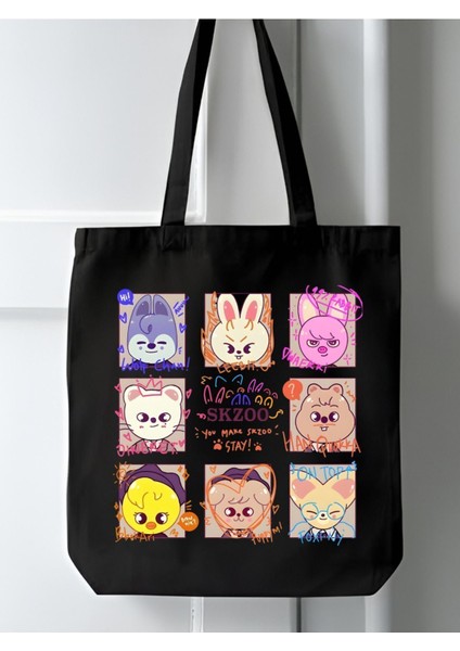 Şık ve hafif siyah kanvas tote çanta, günlük kullanım için ideal.