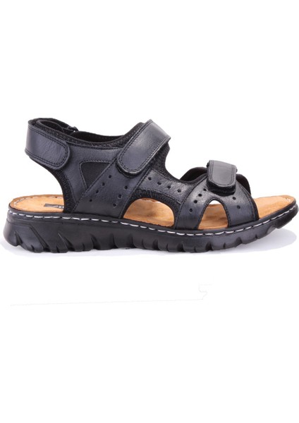 DMA77-051 Siyah Ortopedik Günlük Erkek Deri Sandalet fiyatları