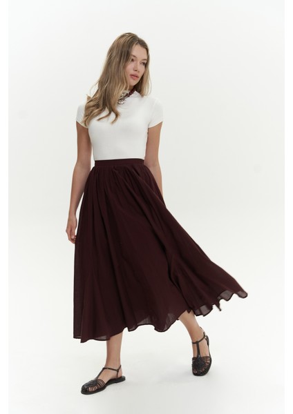 Amaya Bilek Hizasında Pileli Bordo Etek indirimleri