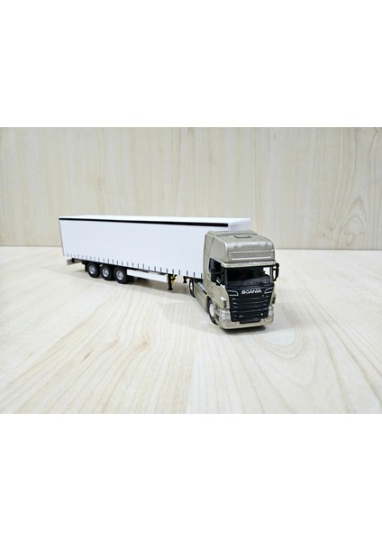 25 cm uzunlukta 1/64 ölçek gri SCANIA R730 TIR MAKETİ (firma ismi yazılabilir)
