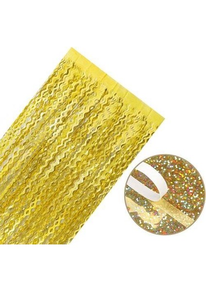 Dalgalı Hologram Duvar ve Kapı Perdesi Gold 100 x 200 cm