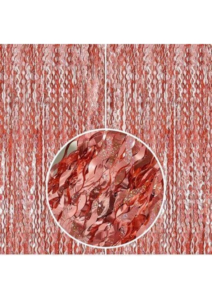 Rose Gold Kapı Perdesi Dalgalı Hologram Duvar 100 x 200 cm