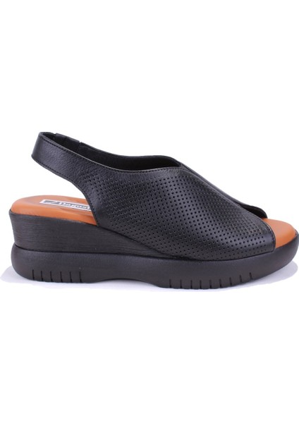 DZA07-9972521405 Siyah Günlük Ortopedik Deri Kadın Sandalet fiyatları