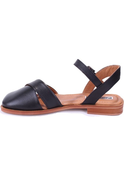 DZA07-60216243 Siyah Günlük Ortopedik Deri Spor Kadın Sandalet modelleri