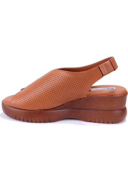 DZA07-9972521405 Taba Günlük Ortopedik Deri Kadın Sandalet modelleri