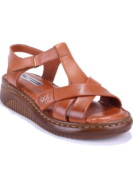 DZA07-77025100 Taba Günlük Ortopedik Deri Kadın Sandalet