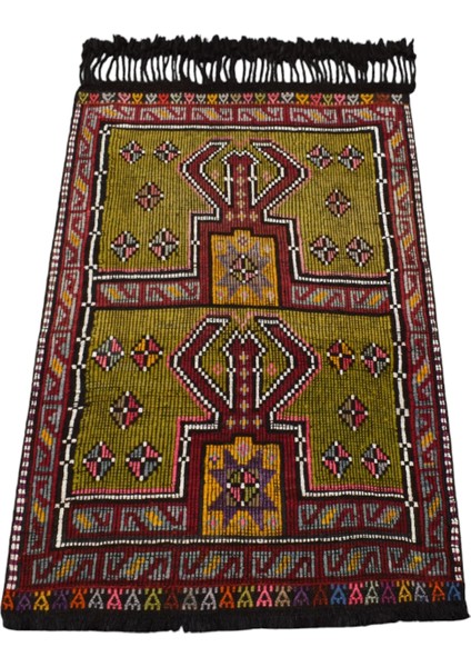 El Dokuması Geometrik Otantik Karapınar Yörük Yün Cecim Kilim 5833