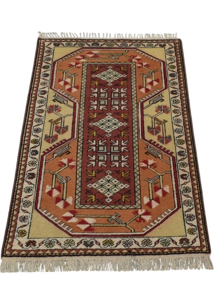 Vintage El Dokuma Bulunmaz Bozalan Milas Muğla Yün Halı 5843