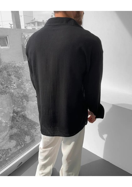 Magıcalfashıon Erkek Oversize Uzun Kollu Yazlık Keten Gömlek modelleri