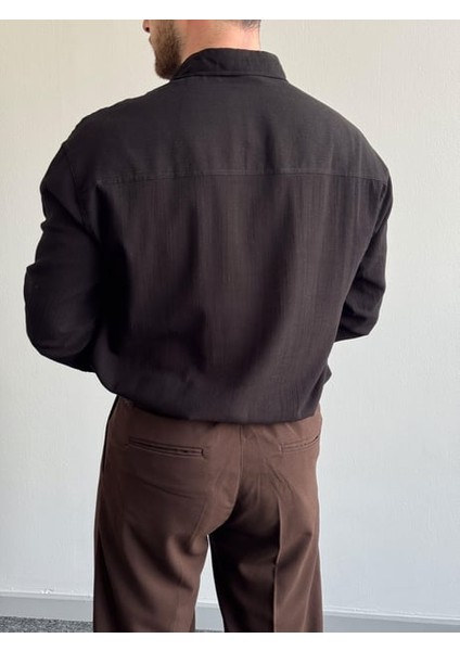 Magıcalfashıon Erkek Oversize Uzun Kollu Yazlık Keten Gömlek indirimleri