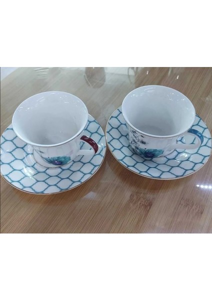 Benim Evim Lily 2'li Kahve Fincanı Takımı Luxury Collection Set Renkli Kelebekli Porselen