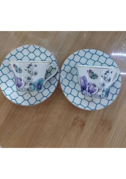 Benim Evim Lily 2'li Kahve Fincanı Takımı Luxury Collection Set Renkli Kelebekli Porselen fiyatları