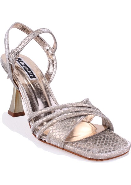 DZA07-337087 Altın Ince Topuklu Abiye Kadın Ayakkabı