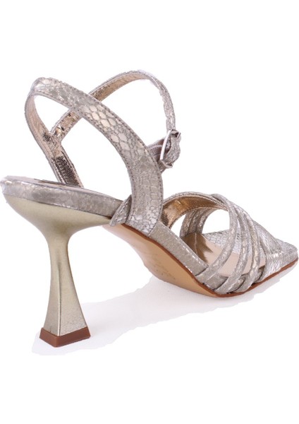 DZA07-337087 Altın Ince Topuklu Abiye Kadın Ayakkabı fırsatları