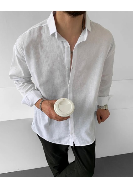 Magıcalfashıon Erkek Oversize Uzun Kollu Yazlık Keten Gömlek fiyatları
