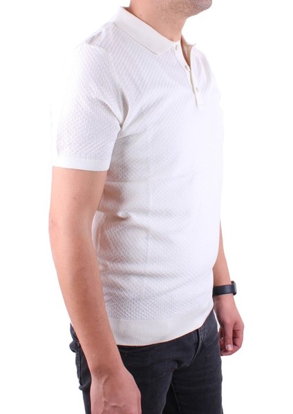 DMG23-511231 Ekru Günlük Polo Yaka Erkek Tişört
