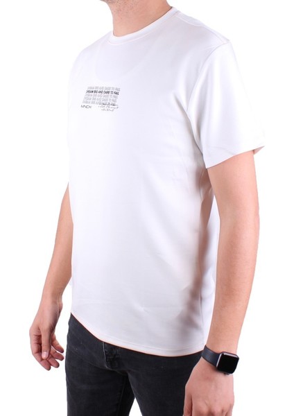 DMG23-211676 Ekru Günlük Bisiklet Yaka Erkek Tişört modelleri