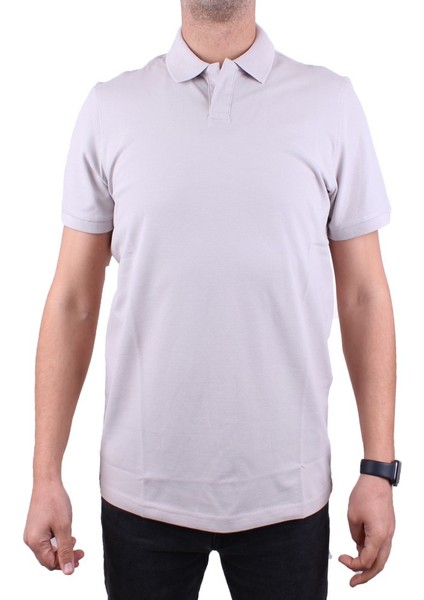 DMG23-231319 Gri Günlük Yarım Patlı Pike Polo Yaka Erkek Tişört