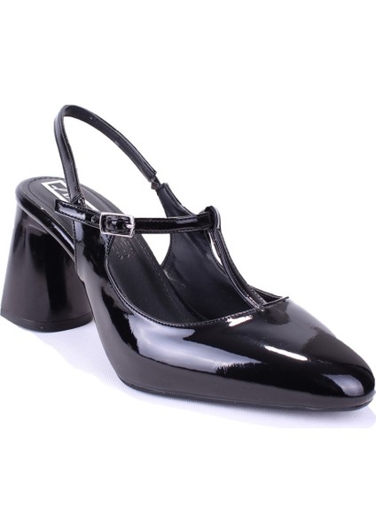 DZA07-1133602 Siyah Rugan Klasik Topuklu Kadın Ayakkabı